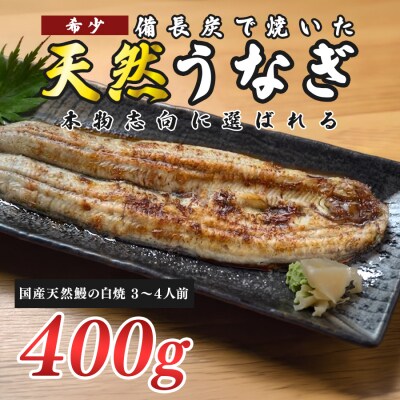 希少 国産天然うなぎ白焼き 約3～4人前 400g 備長炭焼き 冷凍 うなぎ 白焼 四万十川
