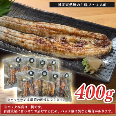 希少 国産天然うなぎ白焼き 約3～4人前 400g 備長炭焼き 冷凍 うなぎ 白焼 四万十川
