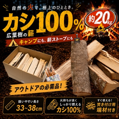 カシ100% 薪 約20kg 樫 乾燥薪 含水率15%以下 33〜38cm 薪ストーブ キャンプ