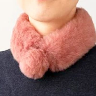 【首が暖か】メリノン「プチマフラー」色/ピンクグレー	