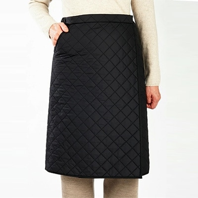 【令和7年12月より価格を見直しました】メリノン「キルティング巻きスカート」M/ブラック/レディース