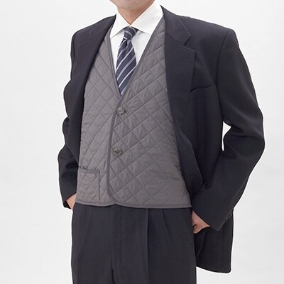 【令和7年12月1日より価格を見直しました】メリノン「羊毛綿インナーベスト」メンズ(M・グレー)