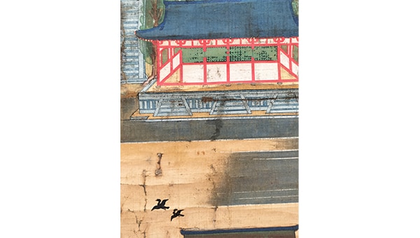 【往馬大社】570年前の鮮烈な色彩を守る。生駒曼荼羅図の剥落を防ぐ公開修復へ